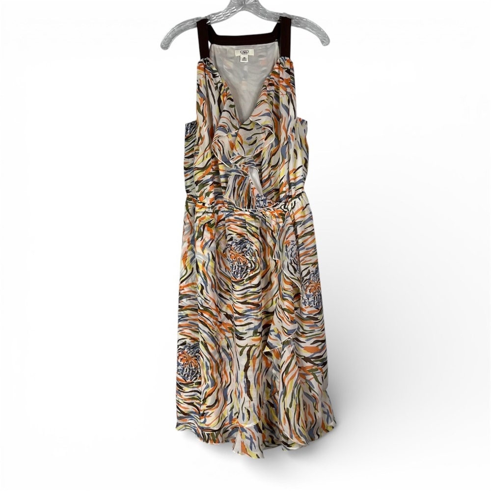 Cato Dress Women’s 18W Multicolor Abstract Print Sleeveless V Neck Faux Wrap